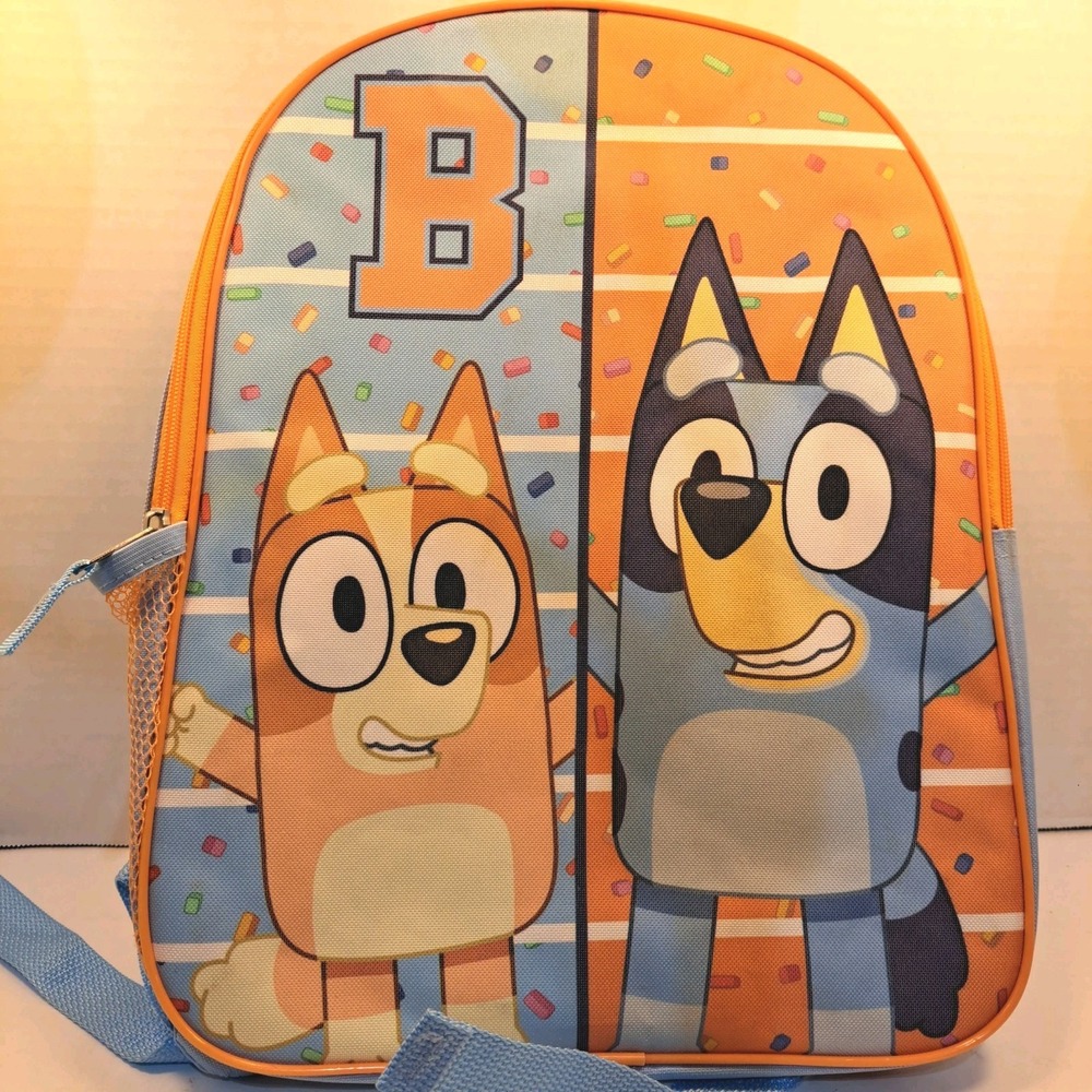 Bluey and Bingo Kids Backpack Full Size Book Bag 15" Cartoon TV Brand New